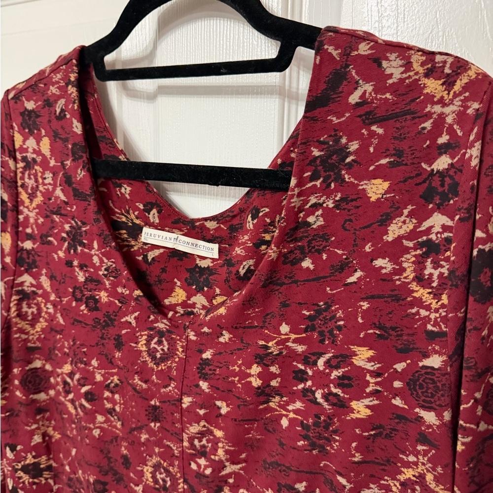 PERUVIAN CONNECTION Persian‎ Swing Dress in subtle floral print large - Picture 3 of 8